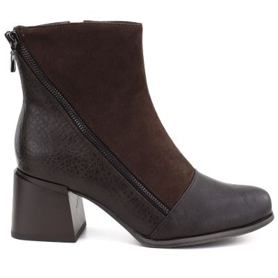 2. Women's insulated ankle boots with a block heel, chocolate M.Daszyński SA269-5
