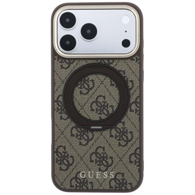 3. Guess Ring Stand 360 4G Classic Logo MagSafe Case for iPhone 18 Pro / 17 Pro - Brown