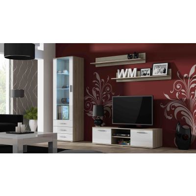 2. TV cabinet SOHO 140 Sonoma oak/gloss white