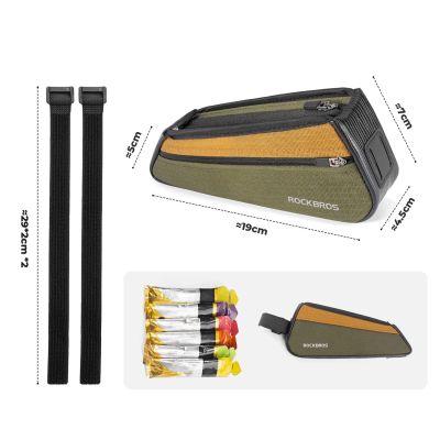 4. Rockbros 088 Top Tube Bike Bag 0.25L - Green and Orange