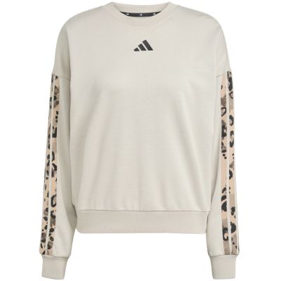 8. Women's adidas Animal Print 3-Stripes French Terry Sweatshirt Cream JM1836
