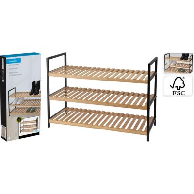 17. SHELF SHELF FOR SHOES 3 LEVELS BAMBOO EXCELLENT HOUSEWARE