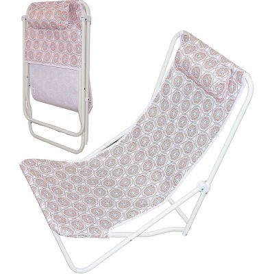 9. FOLDABLE BEACH CHAIR WITH HEADREST, BLUE AND ORANGE