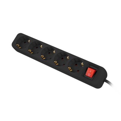 3. LANBERG Power Strip 1.5 m, 5 x 230 V SCHUKO with Switch, Pure Copper Cable, Black