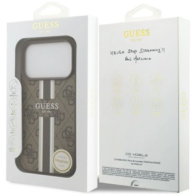 8. Guess 4G Printed Stripes MagSafe case for iPhone 17 Pro - brown