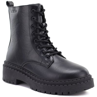 5. Women's black platform combat boots Big Star UU274816