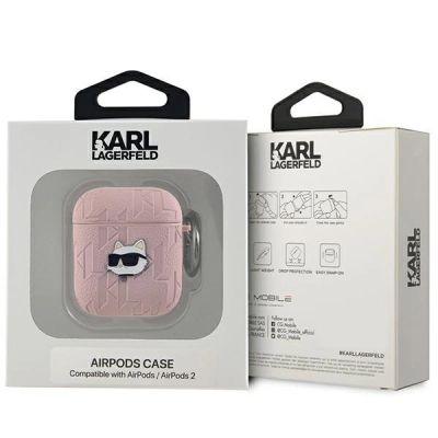3. Karl Lagerfeld Monogram Choupette Head case for AirPods 1 / 2 - pink