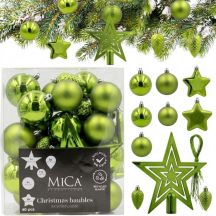 DECORATIVE PLASTIC BAUBLE SAFE 40 PCS GREEN MICA