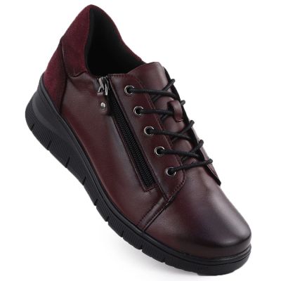 8. Burgundy Leather Women’s Wedge Shoes Vinceza 39964