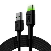 GREEN CELL KABGC13 GC RAY USB CABLE - USB-C 200CM, GREEN LED, FAST CHARGING ULTRA CHARGE, QC 3.0