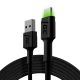 GREEN CELL KABGC13 GC RAY USB CABLE - USB-C 200CM, GREEN LED, FAST CHARGING ULTRA CHARGE, QC 3.0