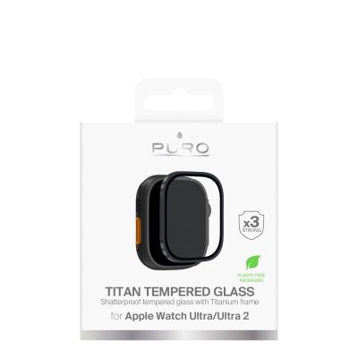 2. Puro Tempered Glass with Titanium Bezel for Apple Watch Ultra / Ultra 2 / Ultra 3M - Black