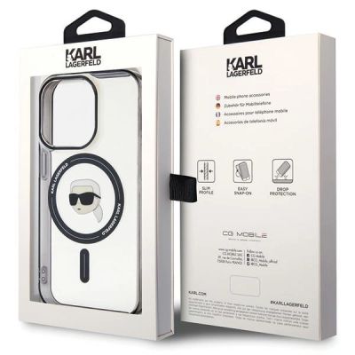 8. Karl Lagerfeld KLHMP15XHKHNOTK iPhone 15 Pro Max 6.7" transparent hardcase IML Karl`s Head MagSafe