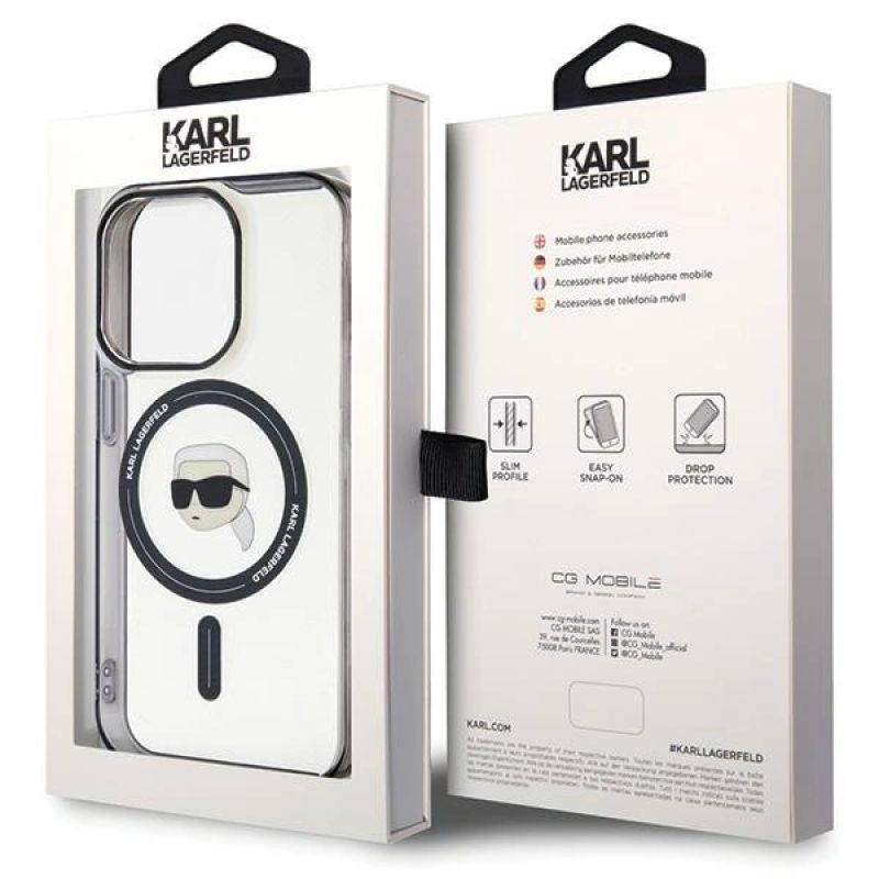 8. Karl Lagerfeld KLHMP15XHKHNOTK iPhone 15 Pro Max 6.7" transparent hardcase IML Karl`s Head MagSafe
