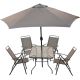 6. SYDNEY GARDEN FURNITURE SET TABLE 4 CHAIRS AND UMBRELLA GREY