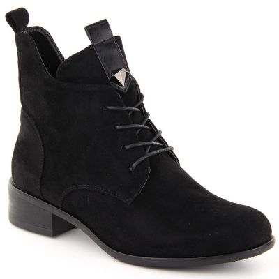 4. Women’s Lace-Up and Zip Ankle Boots, Warm-Lined, Black M.Daszyński SA198-24