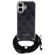2. Guess Crossbody Cord 4G Print Case for iPhone 16 - Black