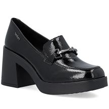 Women's patent leather high-heeled loafers, black, Rieker 58051-00
