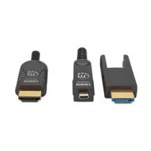 MANHATTAN High Speed Active Fiber Optic Cable with Detachable Connector 4K@60Hz UHD, HDMI Male to Micro HDMI Male (Type D) and Detachable HDMI Male (Type A), 20m, HEC, ARC, Gold-Plated Contacts