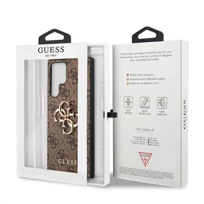 8. Guess 4G Big Metal Logo Case for Samsung Galaxy S22 Ultra - Brown