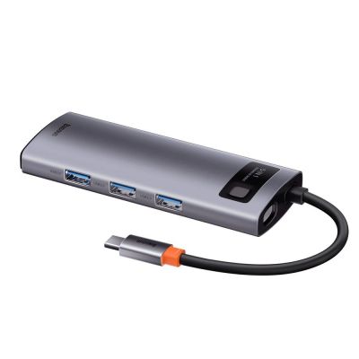 4. Baseus Metal Gleam Series 5-in-1 Multifunctional HUB USB Type C - USB Type C Power Delivery 100 W / HDMI 4K 30 Hz / 3x USB 3.2 Gen 1 (CAHUB-CX0G)