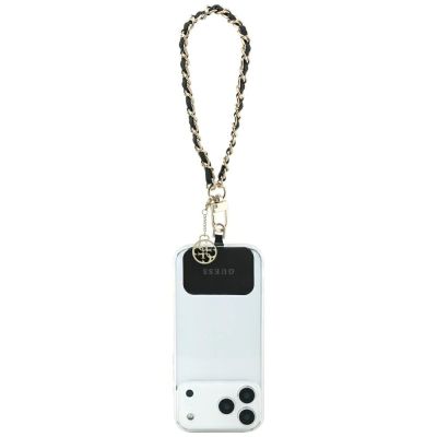 4. Guess GUOUCHSAMC4K Universal Hand Strap Case - Black Saffiano Chain 4G Charm