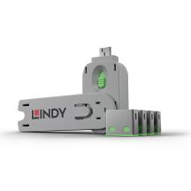 Lindy 40451 Port Blocker Port Blocker + USB Type-A Dongle Green Acrylonitrile Butadiene Styrene (ABS) 5 pcs.