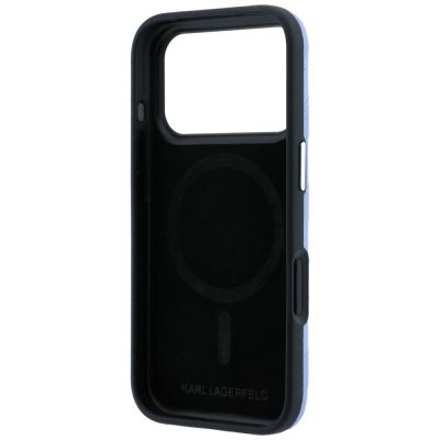 7. Karl Lagerfeld Grained Mono Resin Logo MagSafe Case for iPhone 17 Pro / 18 Pro - Light Blue