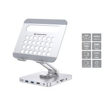 CONCEPTRONIC Tablet Holder with 8-in-1 Docking Station Silver