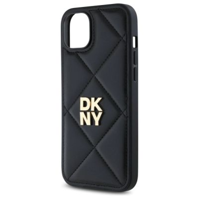 6. DKNY Quilted Stack Logo iPhone 15 Plus Case - Black