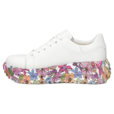 4. Leather platform sneakers with white floral print Filippo DP7507