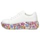 4. Leather platform sneakers with white floral print Filippo DP7507