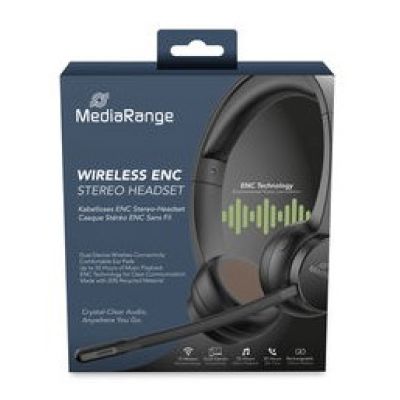 5. MediaRange MROS307 Headphones/Headset Wireless Headband Calls/Music USB Type-C Bluetooth Black