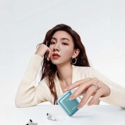 2. Joyroom JR-PBF27 22.5W 10000mAh Powerbank with Two Built-in Cables - Blue