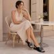 5. Women's closed-heel sandals with sequins, black Potocki 43349