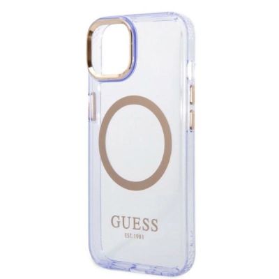 6. Guess GUHMP14SHTCMU iPhone 14 6.1" purple/purple hard case Gold Outline Translucent MagSafe