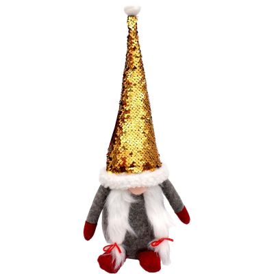 19. DECORATIVE gnome with magic sequins 35cm gray