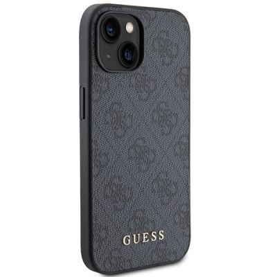 4. Guess 4G Metal Gold Logo Case for iPhone 15 / 14 Plus - Gray
