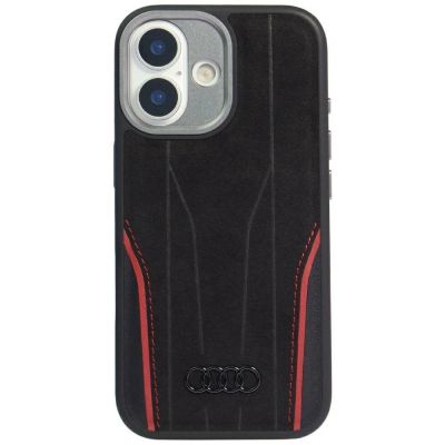 Audi R8 Genuine Leather MagSafe Case for iPhone 17 - Black and Red