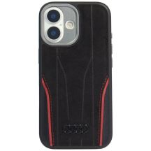 Audi R8 Genuine Leather MagSafe Case for iPhone 17 - Black and Red