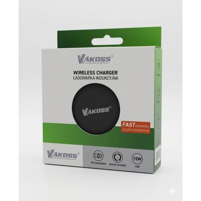 2. VAKOSS QI WIRELESS INDUCTION CHARGER 15W MY5316K BLACK