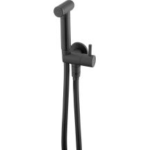 Point-of-use bidet set with angled connection - handset holder