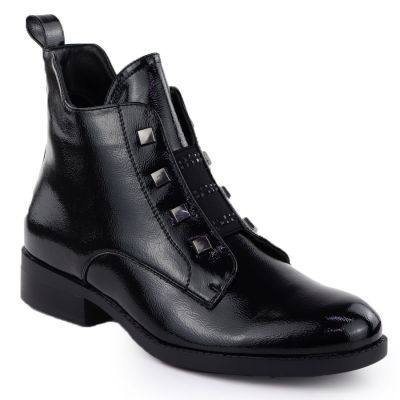 Women's patent leather black ankle boots S.Barski HY52-527