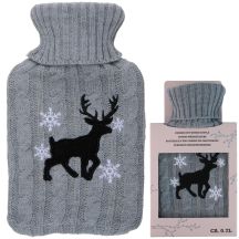 RUBBER HOT WATER BOTTLE IN ALPINA COVER 0.7L REINDEER