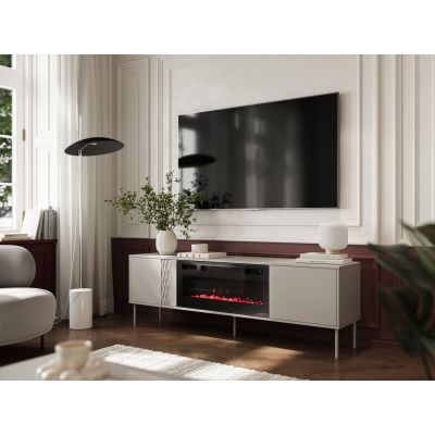 3. EF TV cabinet + black TRESSE fireplace 180x40x54.5 cashmere matt
