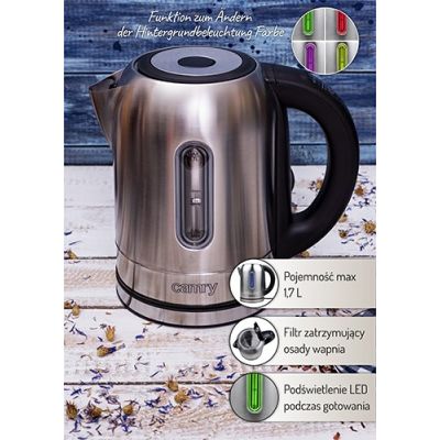 23. Electric kettle Adler CR 1253 (2200W 1.7l; stainless steel color)