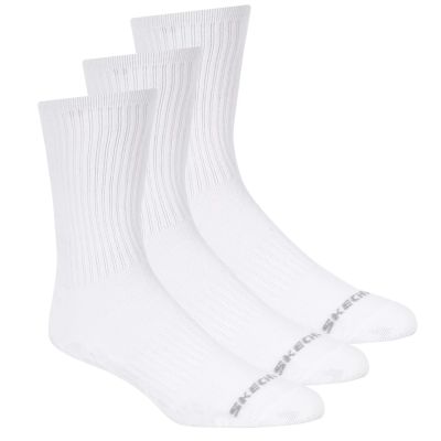 3. Skechers 3pk Unisex Non Terry Crew S601102-100 White 43-46