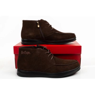9. Lee Cooper men's elegant brown leather ankle boots with zipper