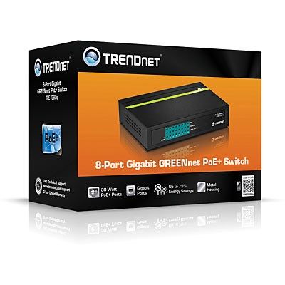 4. TRENDnet 8-Port Gbit PoE+ 123W Metal Switch