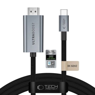 9. Tech-Protect UltraBoost USB-C to HDMI 2.1 Cable 200 cm 8K 60HZ - Gray
